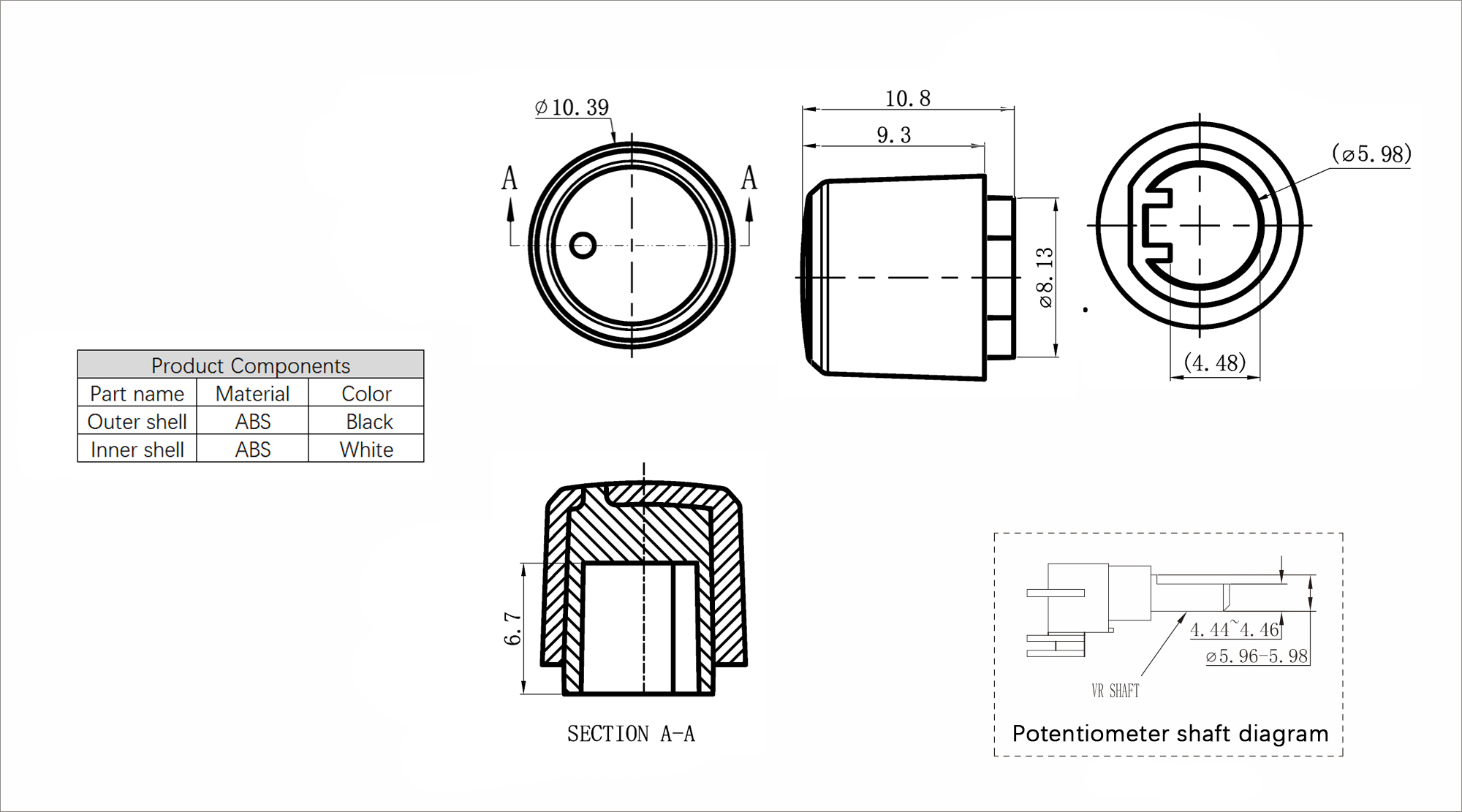 Plastic Two Color Knob X148