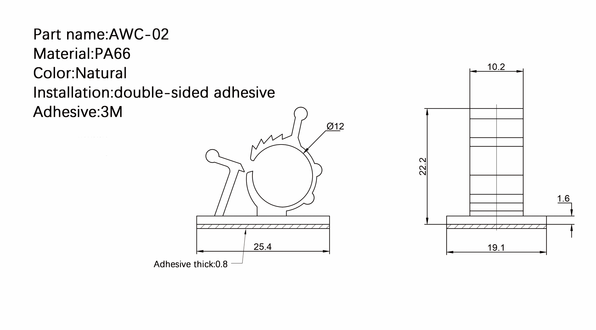 Flat Cable Clamp AWC-2