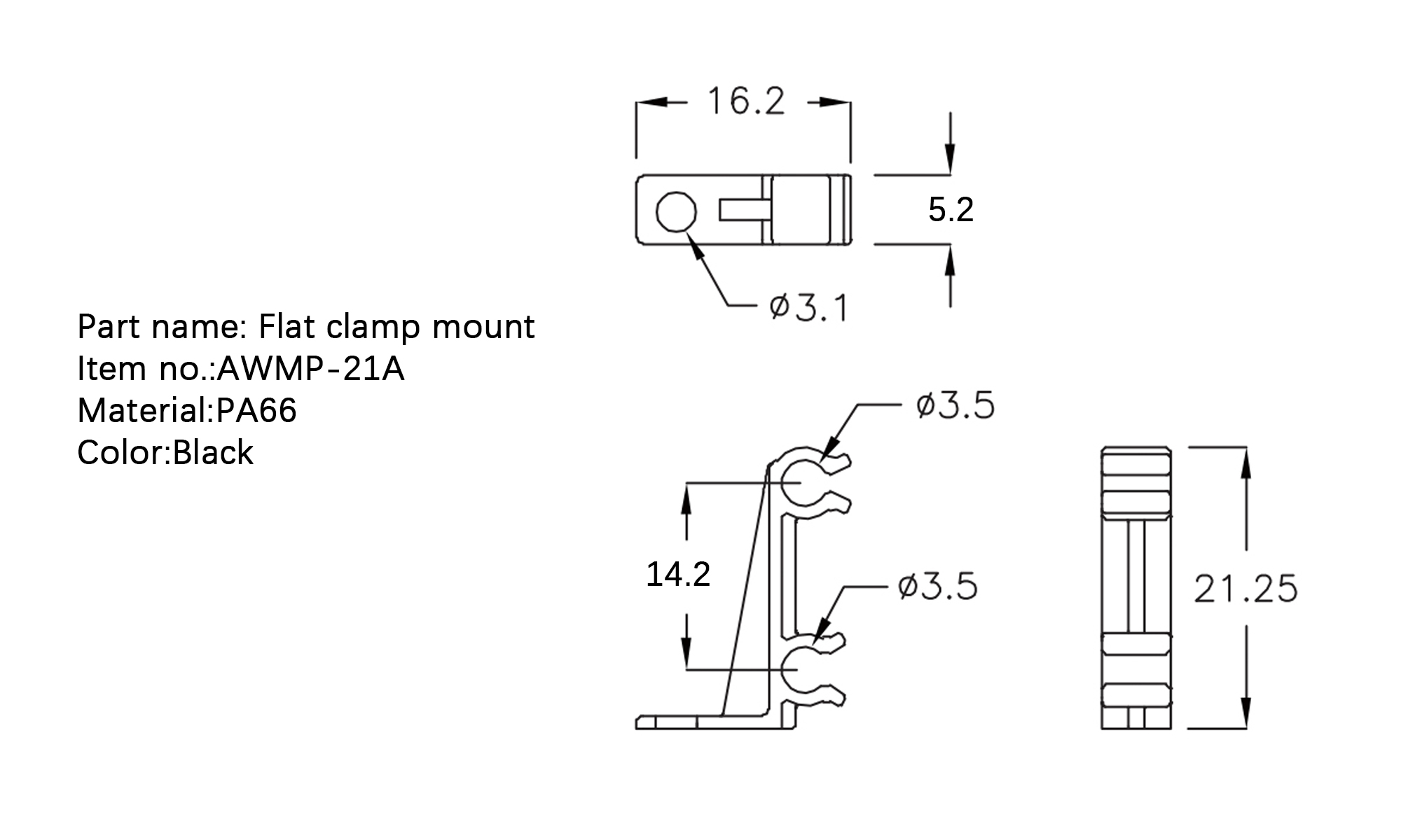 Flat Cable Clamp AWMP-21A