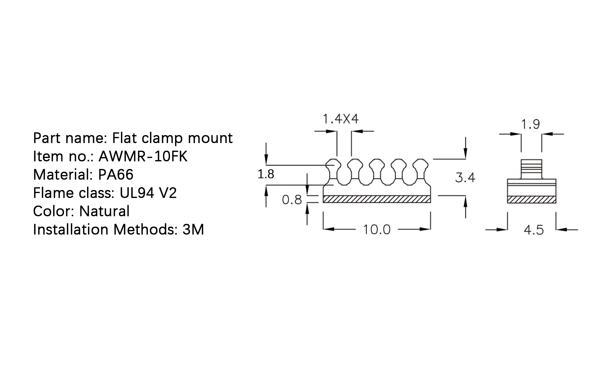 Flat Cable Clamp AWMR-10FK