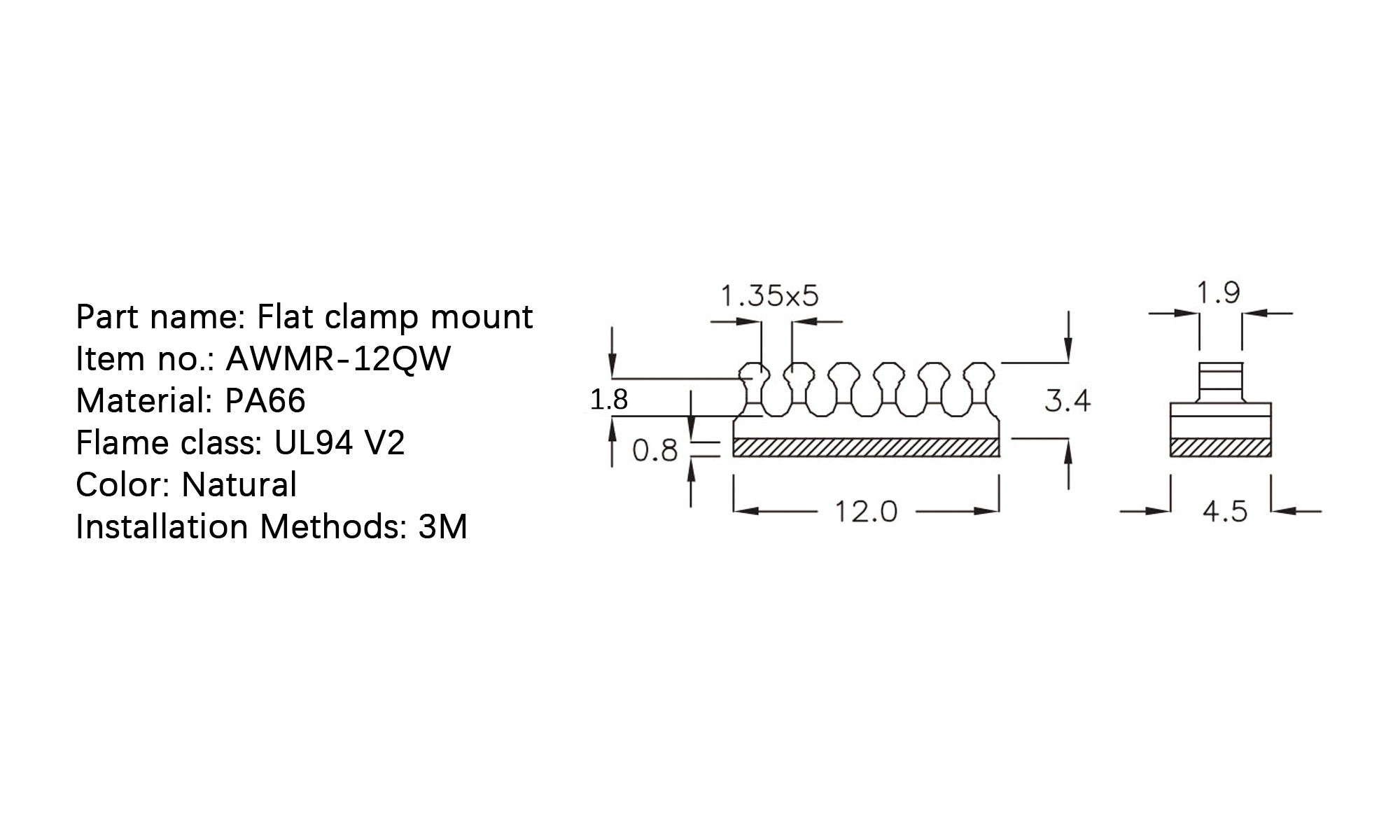 Flat Cable Clamp AWMR-12QW