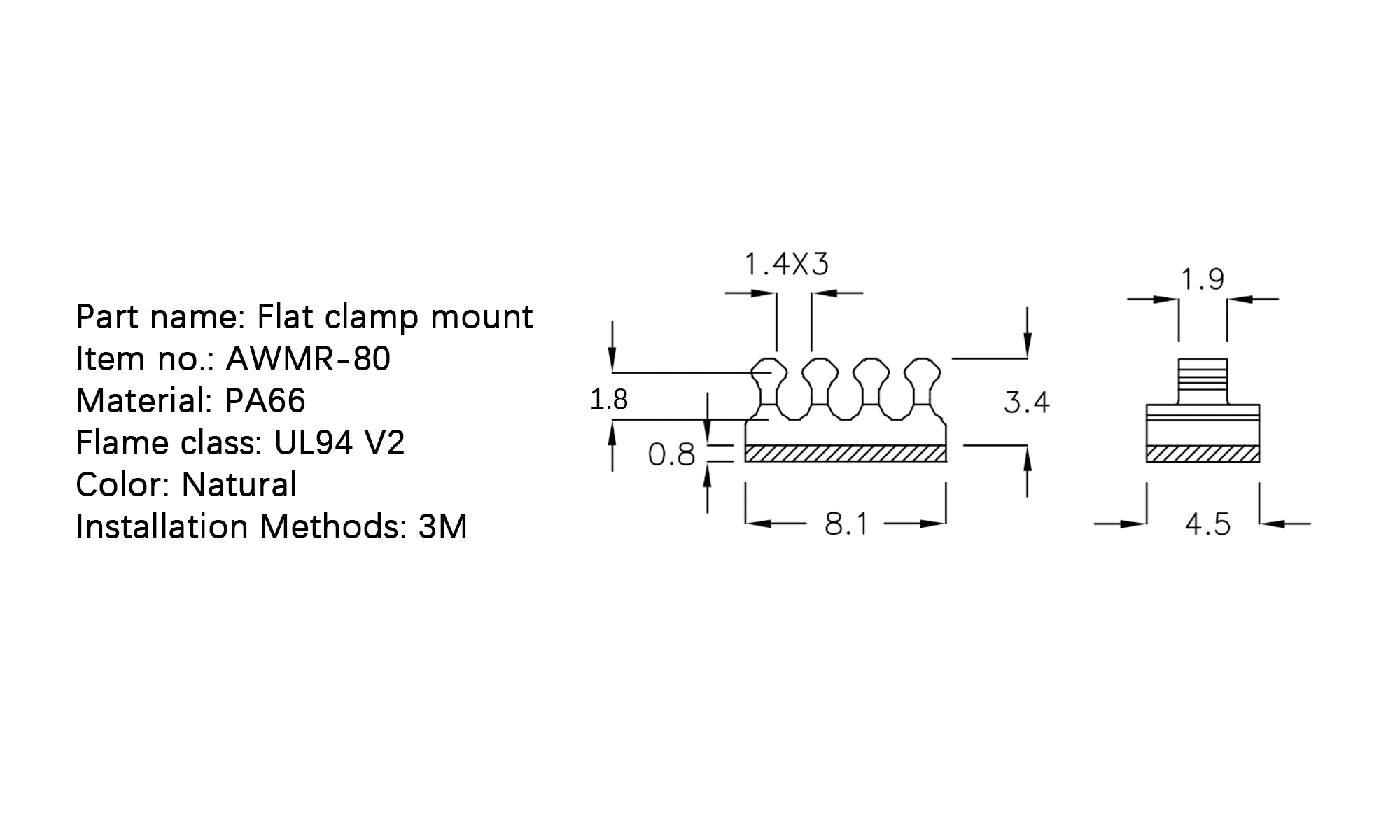 Flat Cable Clamp AWMR-80