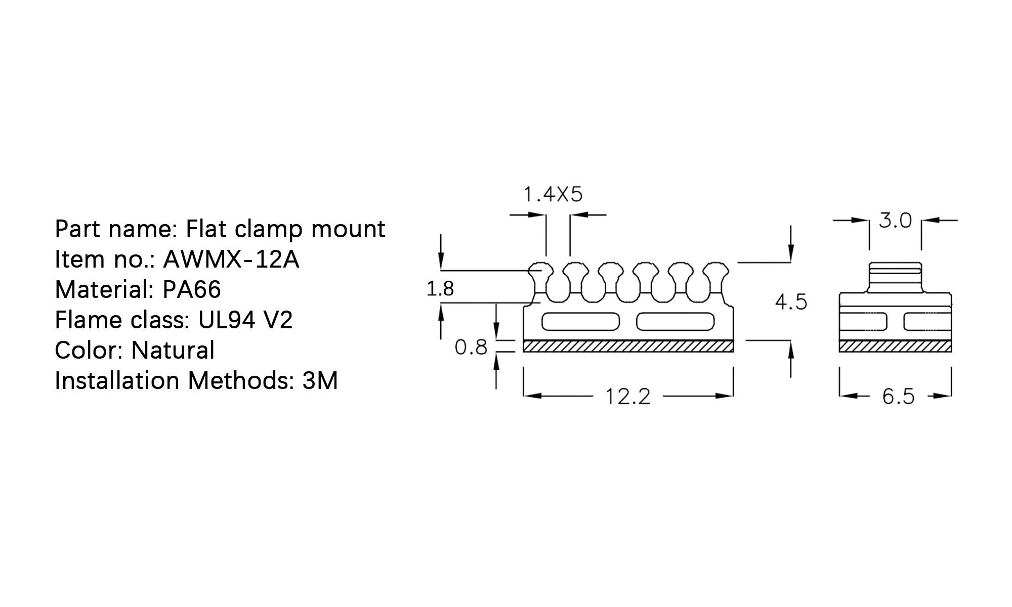 Flat Cable Clamp AWMX-12A