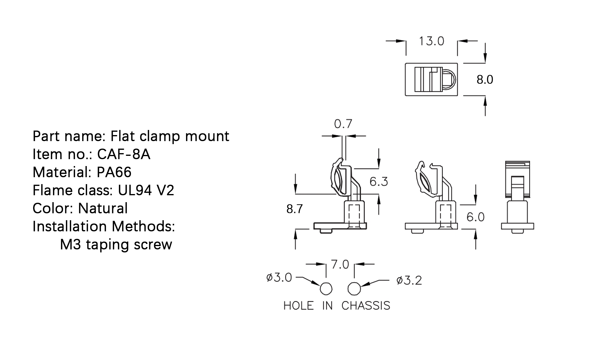 Flat Cable Clamp CAF-8A