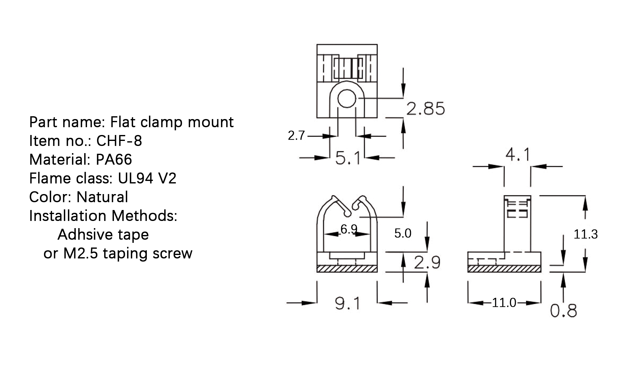 Flat Cable Clamp CHF-8