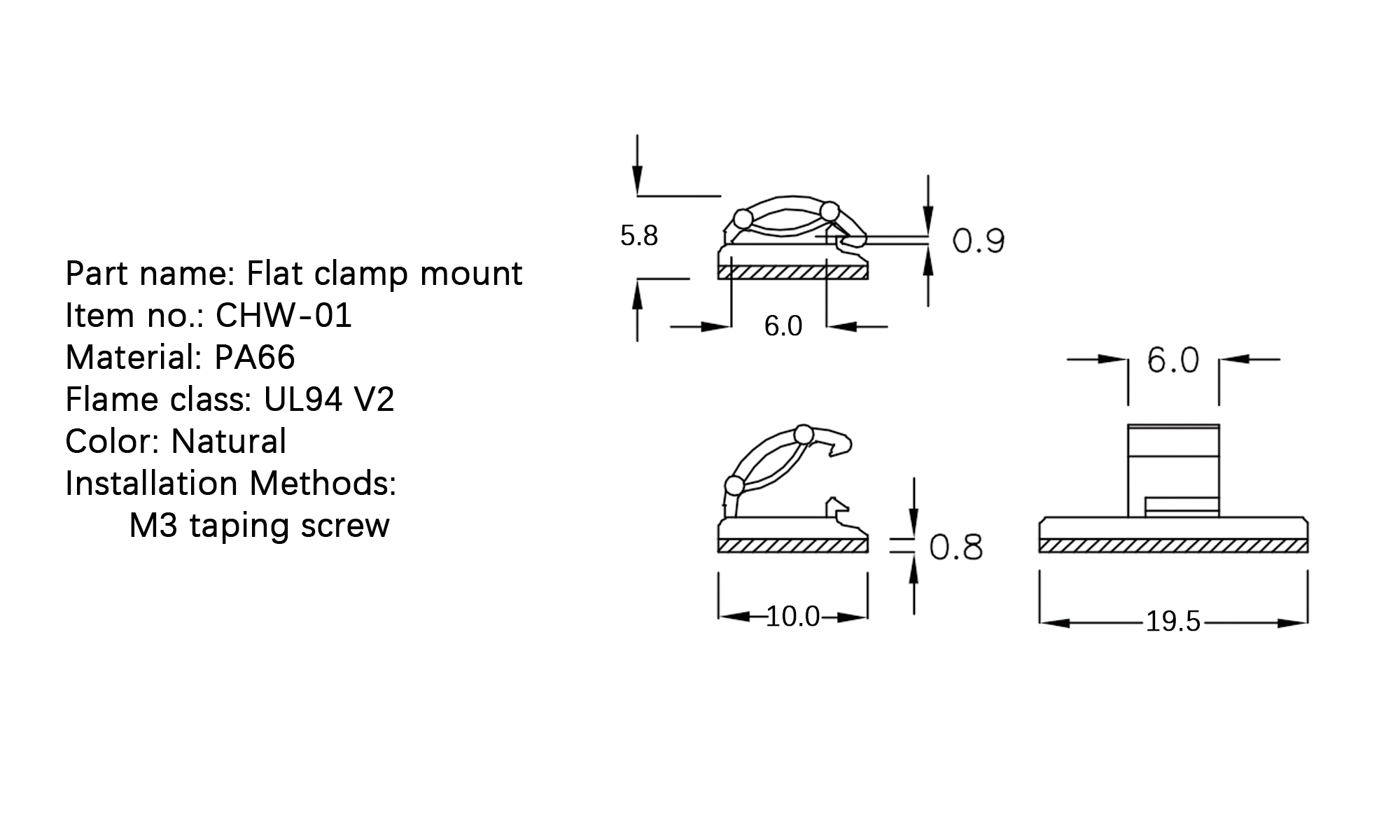 Flat Cable Clamp CHW-01