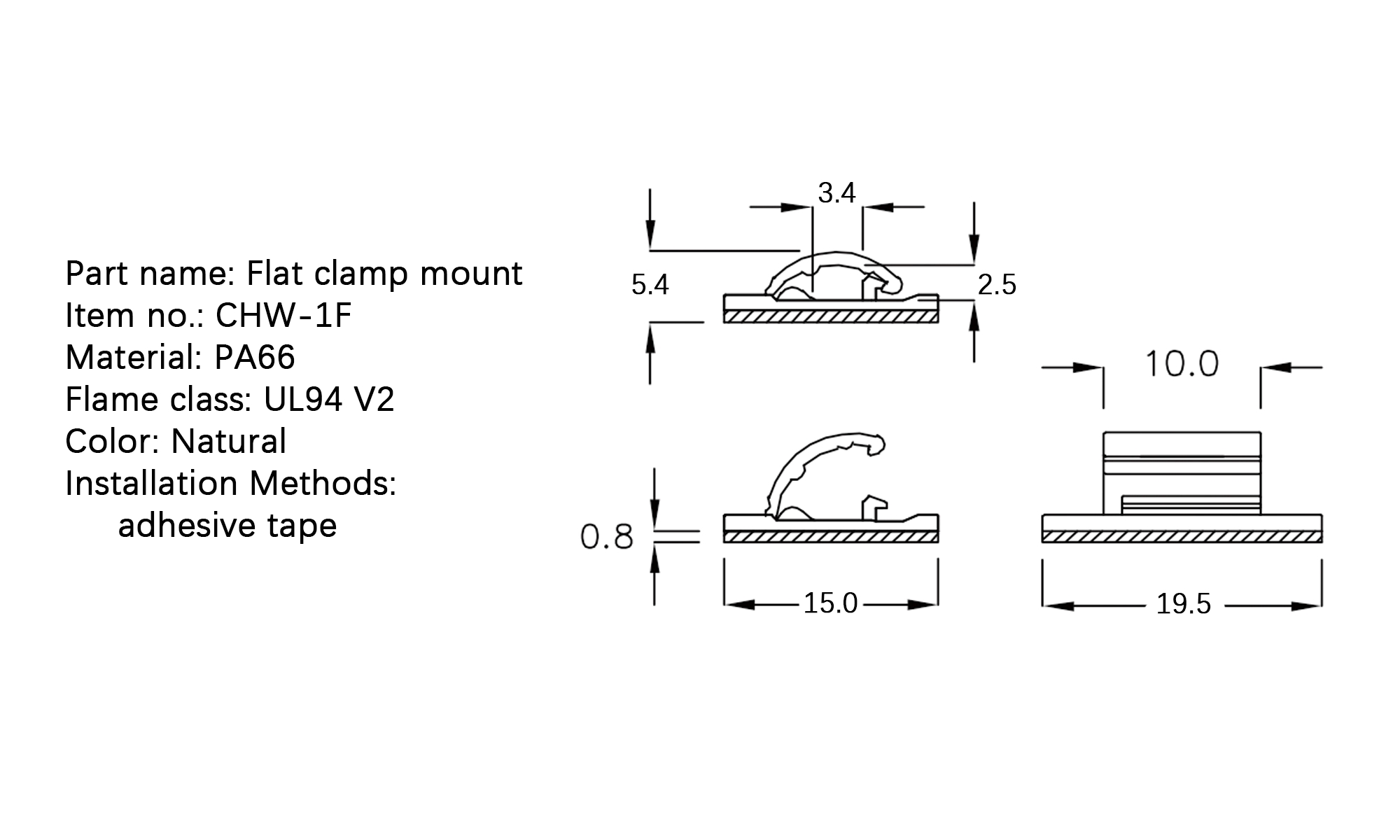 Flat Cable Clamp CHW-1F