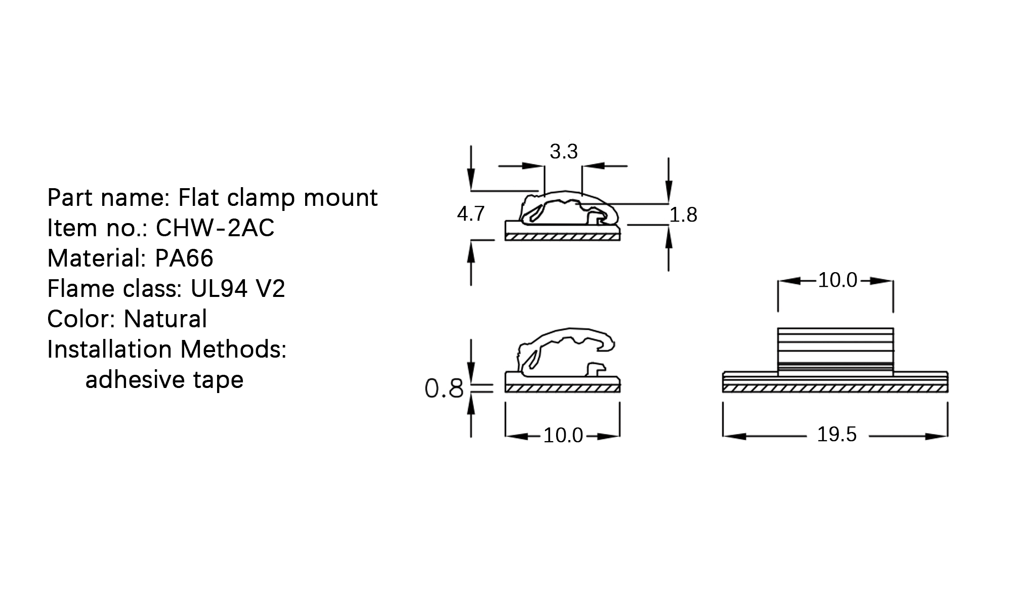 Flat Cable Clamp CHW-2AC