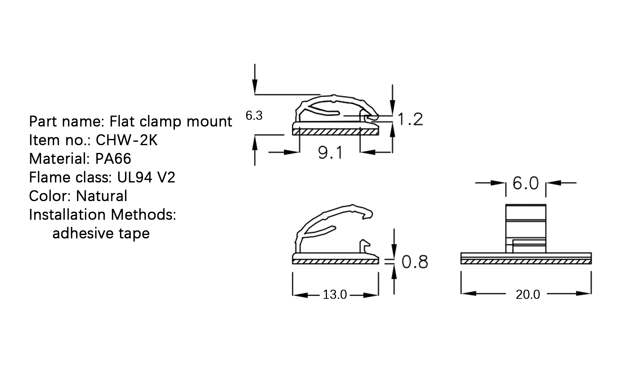 Flat Cable Clamp CHW-2K