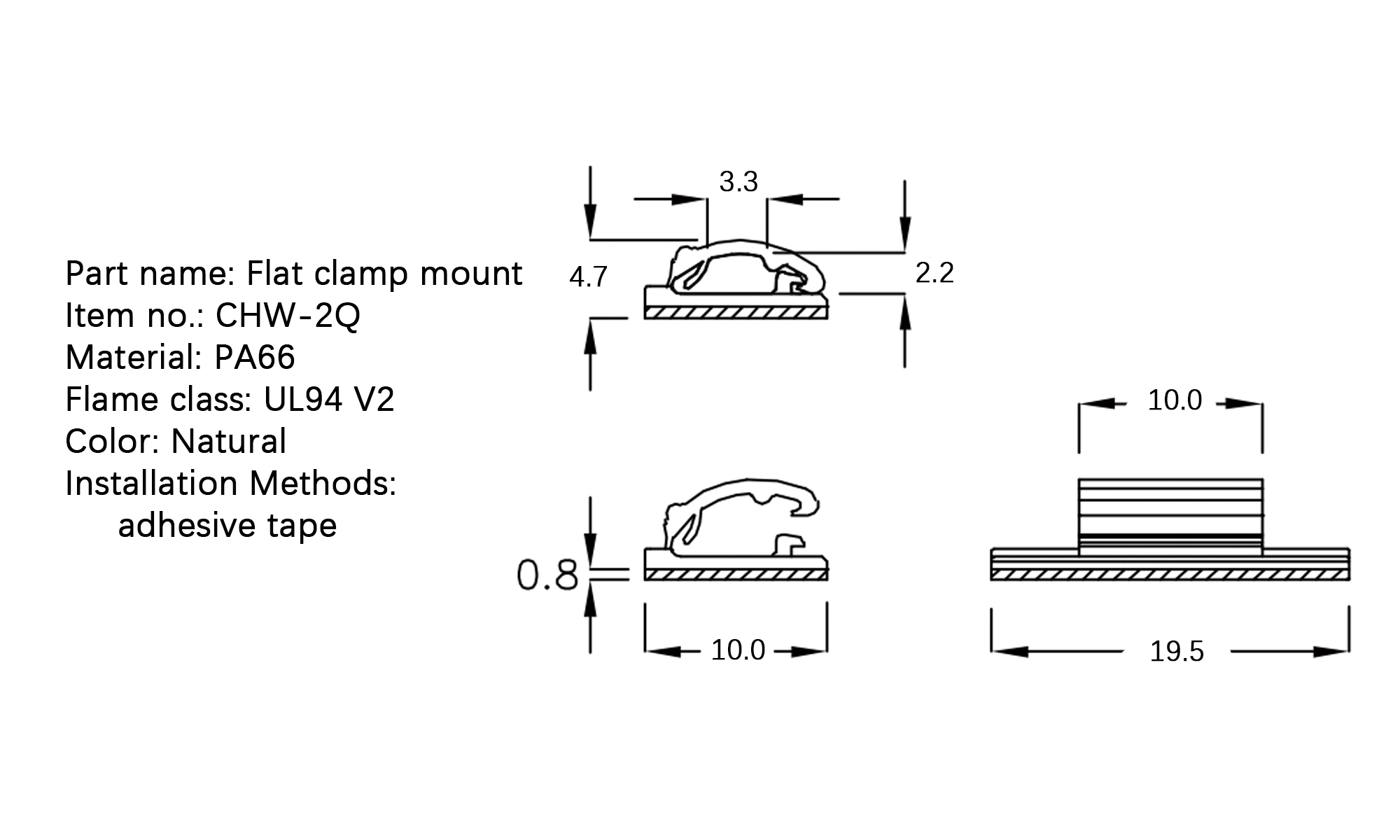 Flat Cable Clamp CHW-2Q