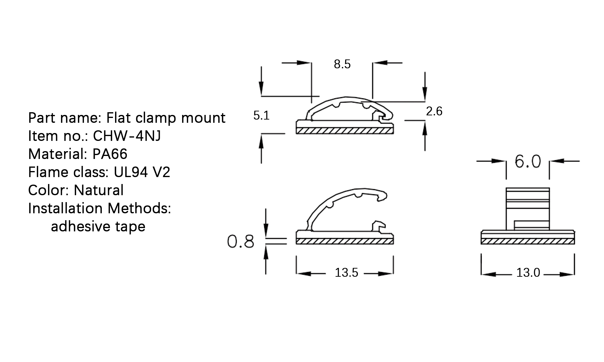 Flat Cable Clamp CHW-4NJ