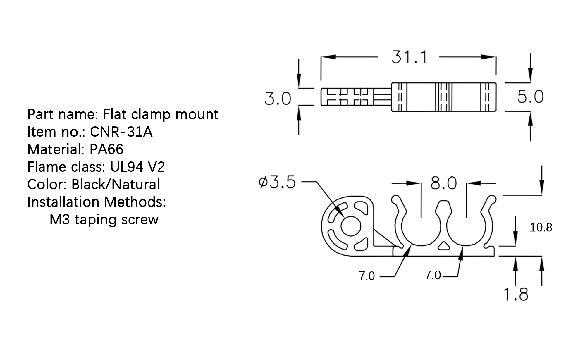 Flat Cable Clamp CNR-31A