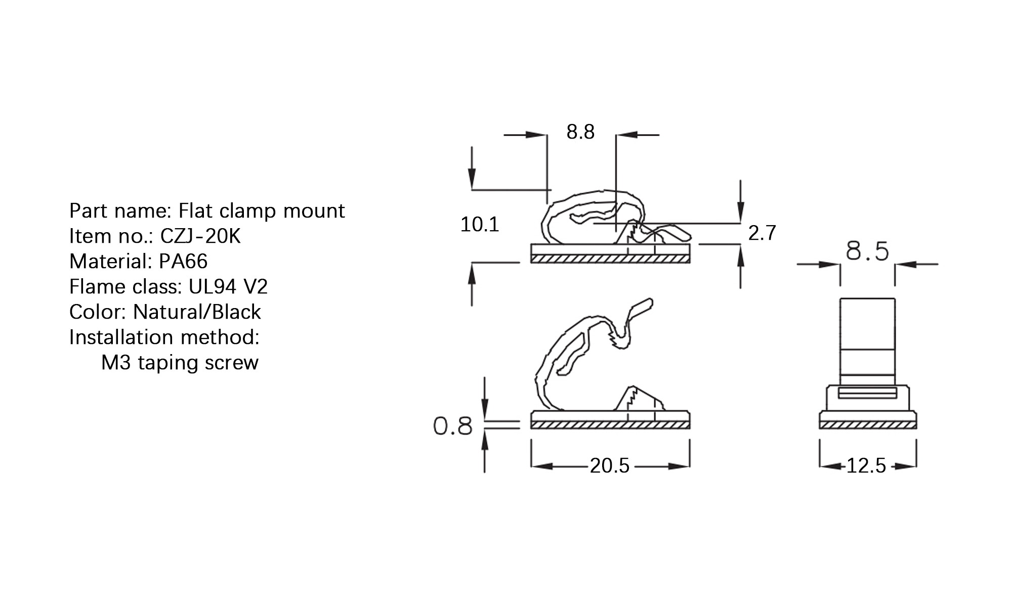 Flat Cable Clamp CZJ-20K