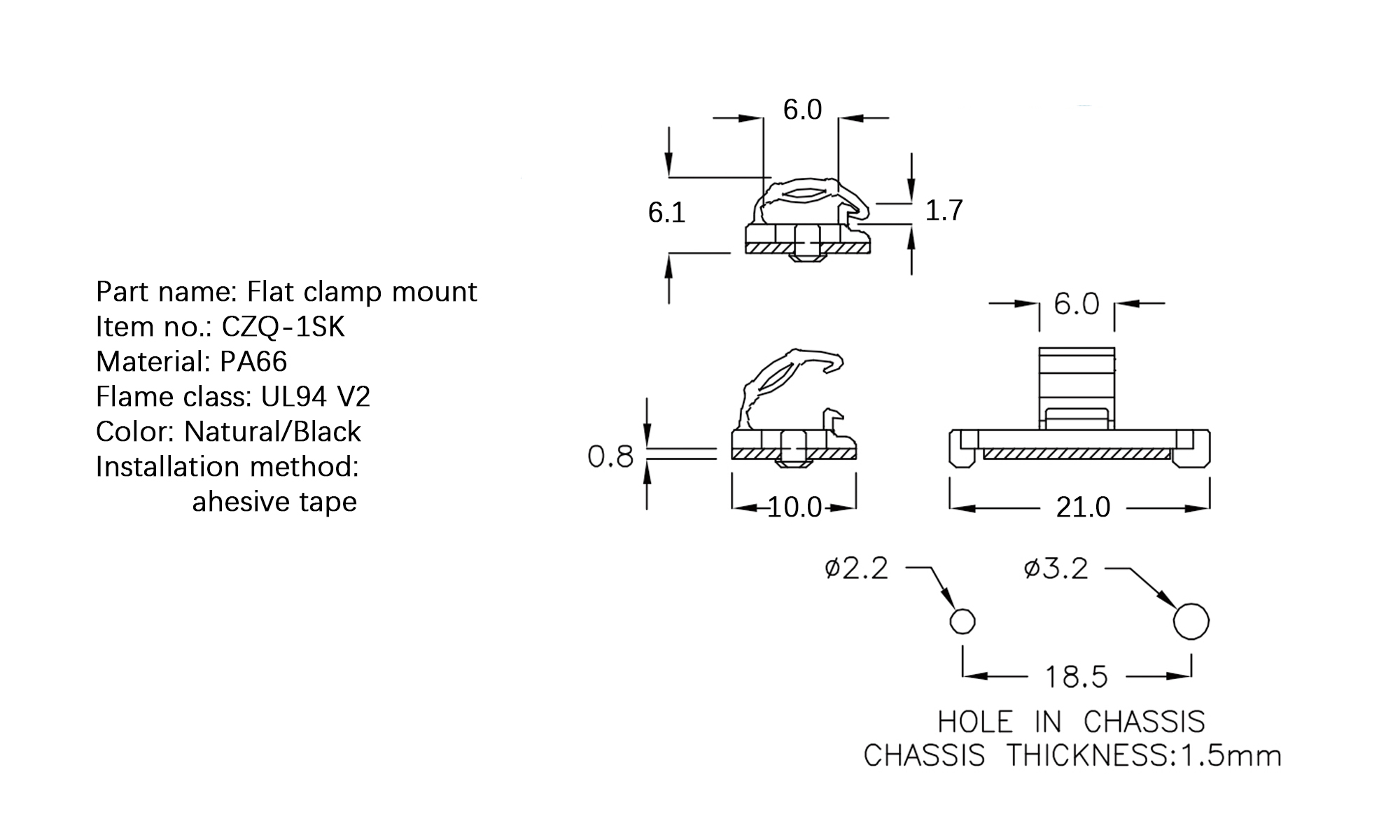 Flat Cable Clamp CZQ-1SK