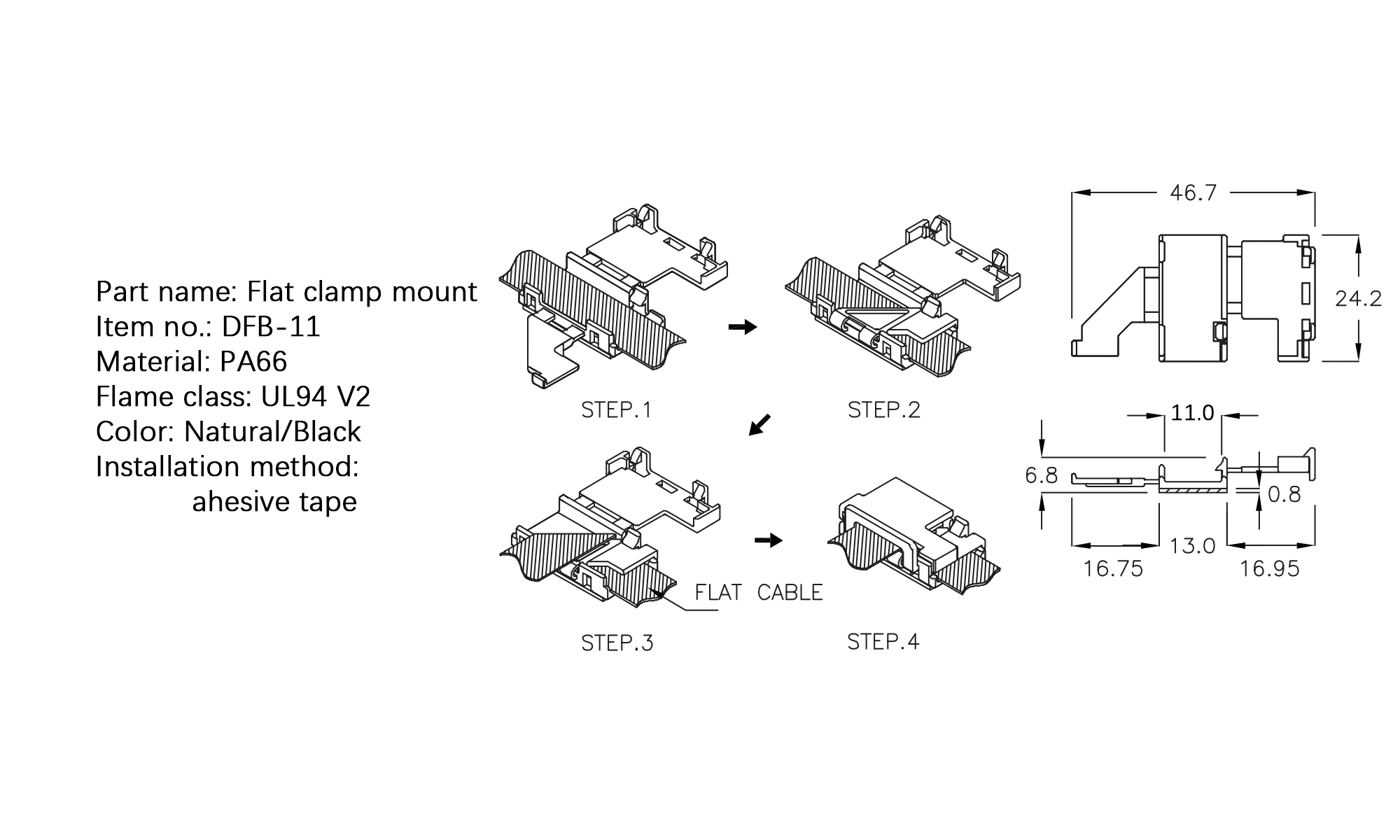 Flat Cable Clamp DFB-11