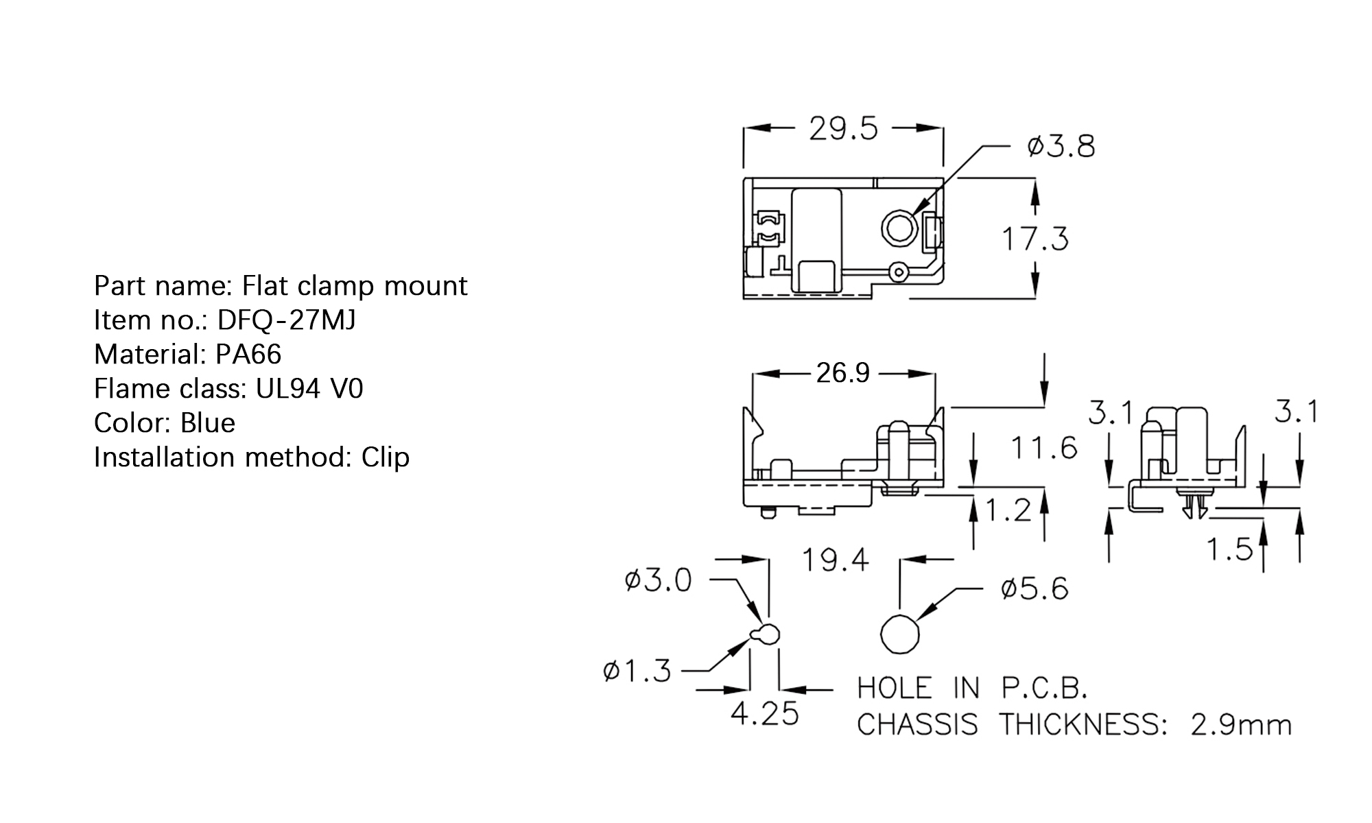 Flat Cable Clamp DFQ-27MJ