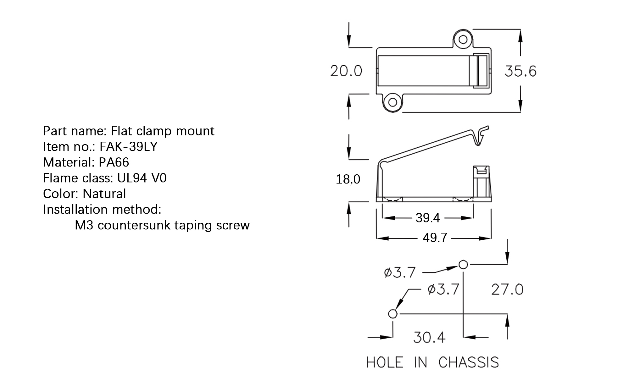 Flat Cable Clamp FAK-39LY