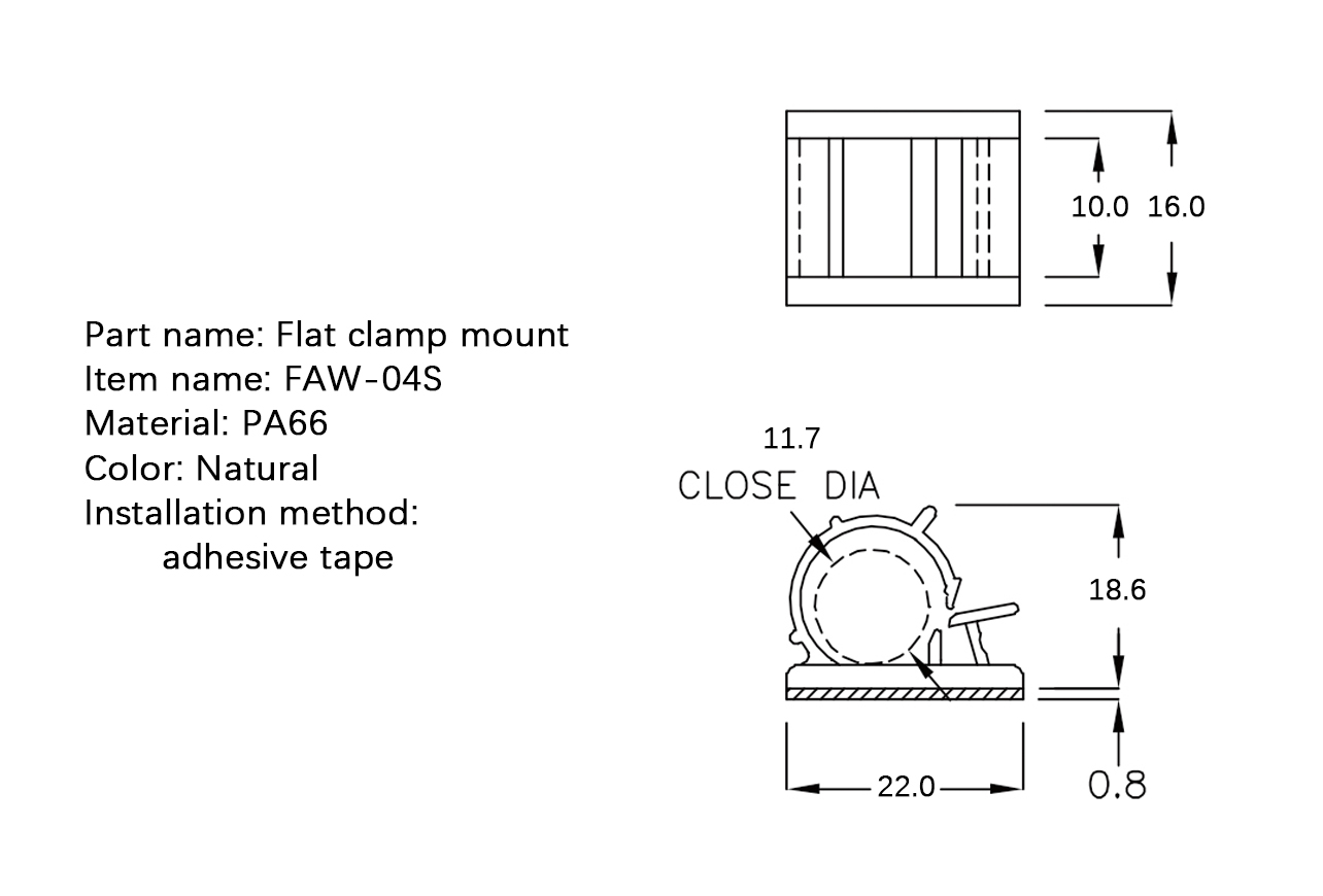 Flat Cable Clamp FAW-04S