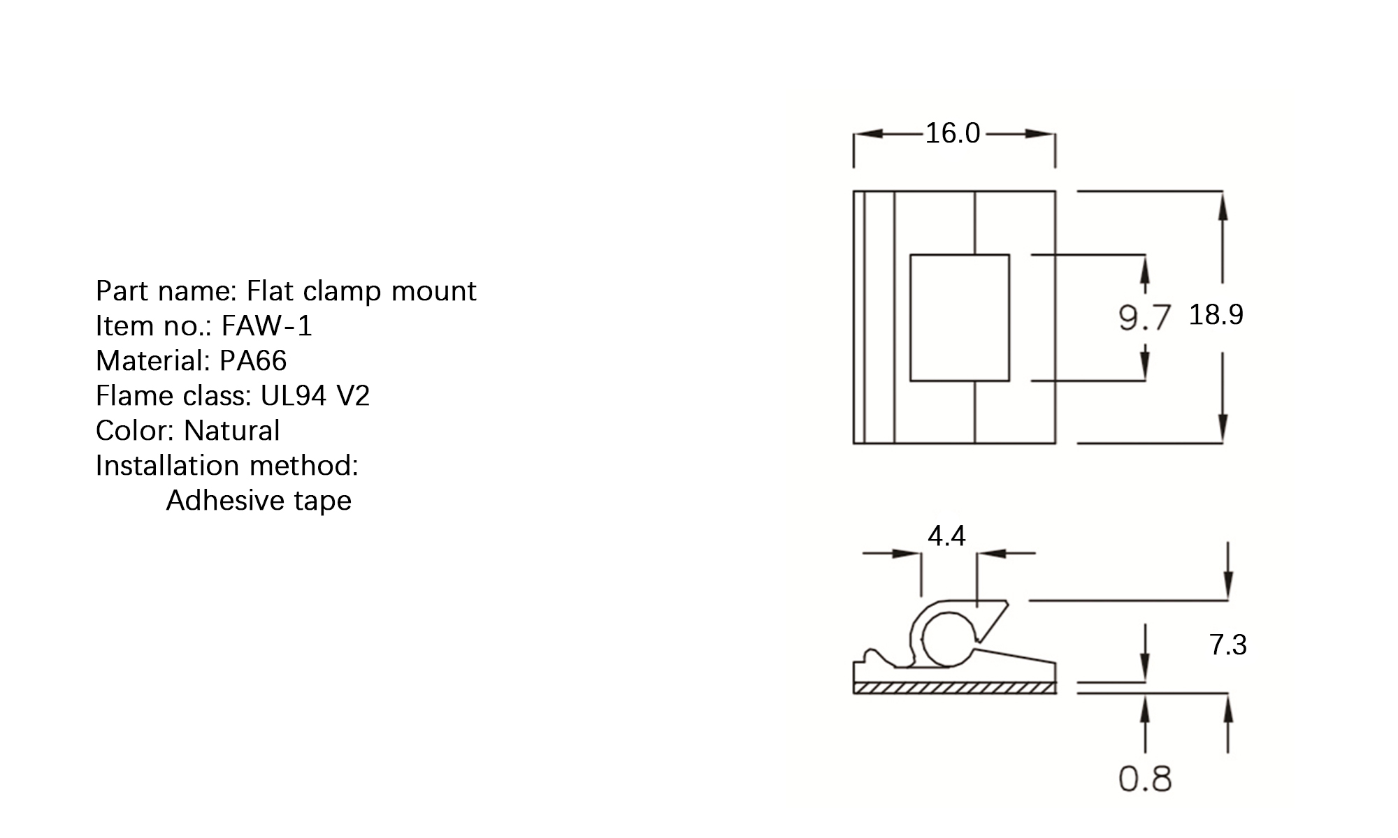 Flat Cable Clamp FAW-1