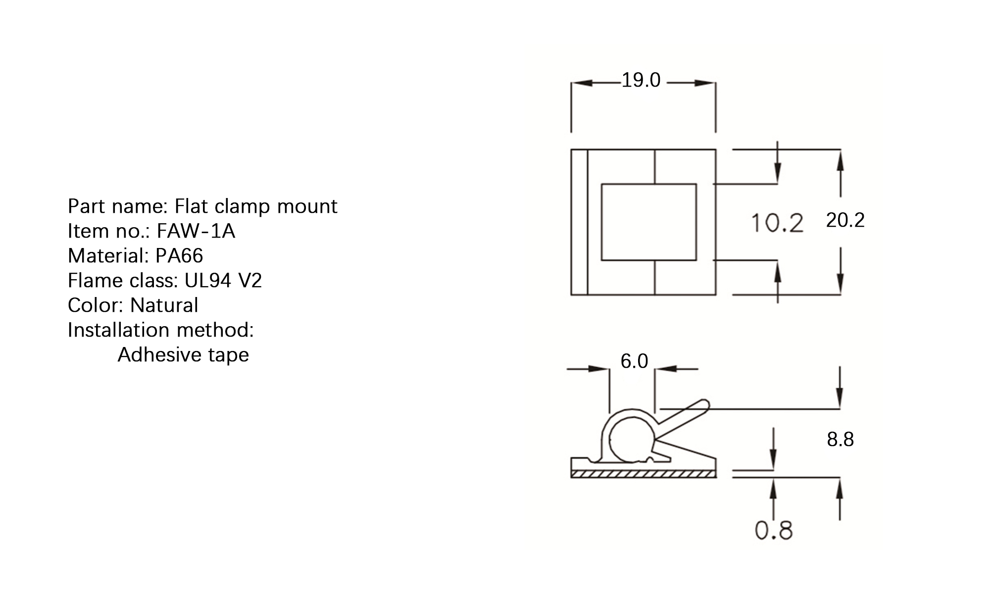 Flat Cable Clamp FAW-1A