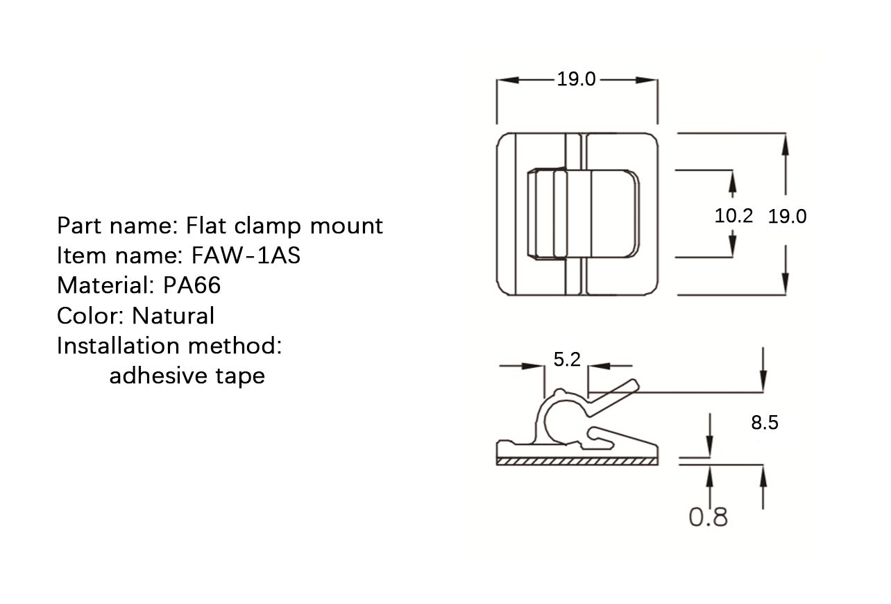 Flat Cable Clamp FAW-1AS