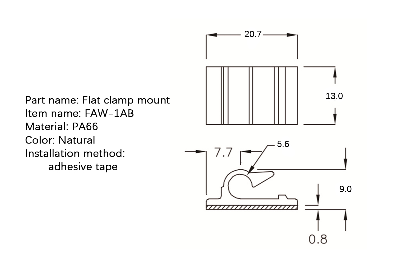 Flat Cable Clamp FAW-1B