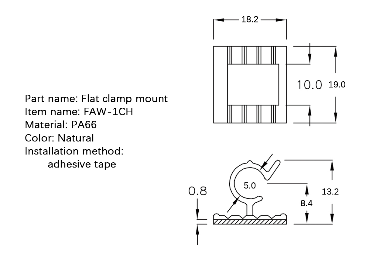 Flat Cable Clamp FAW-1CH