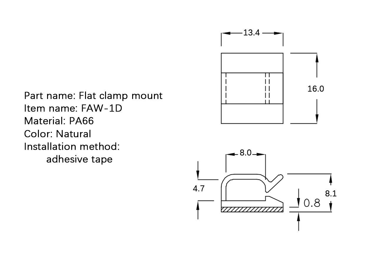 Flat Cable Clamp FAW-1D