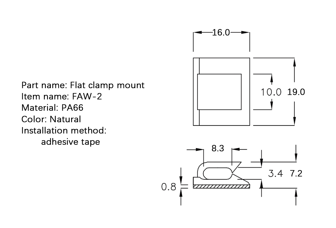 Flat Cable Clamp FAW-2