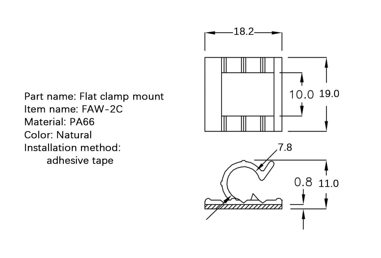 Flat Cable Clamp FAW-2C