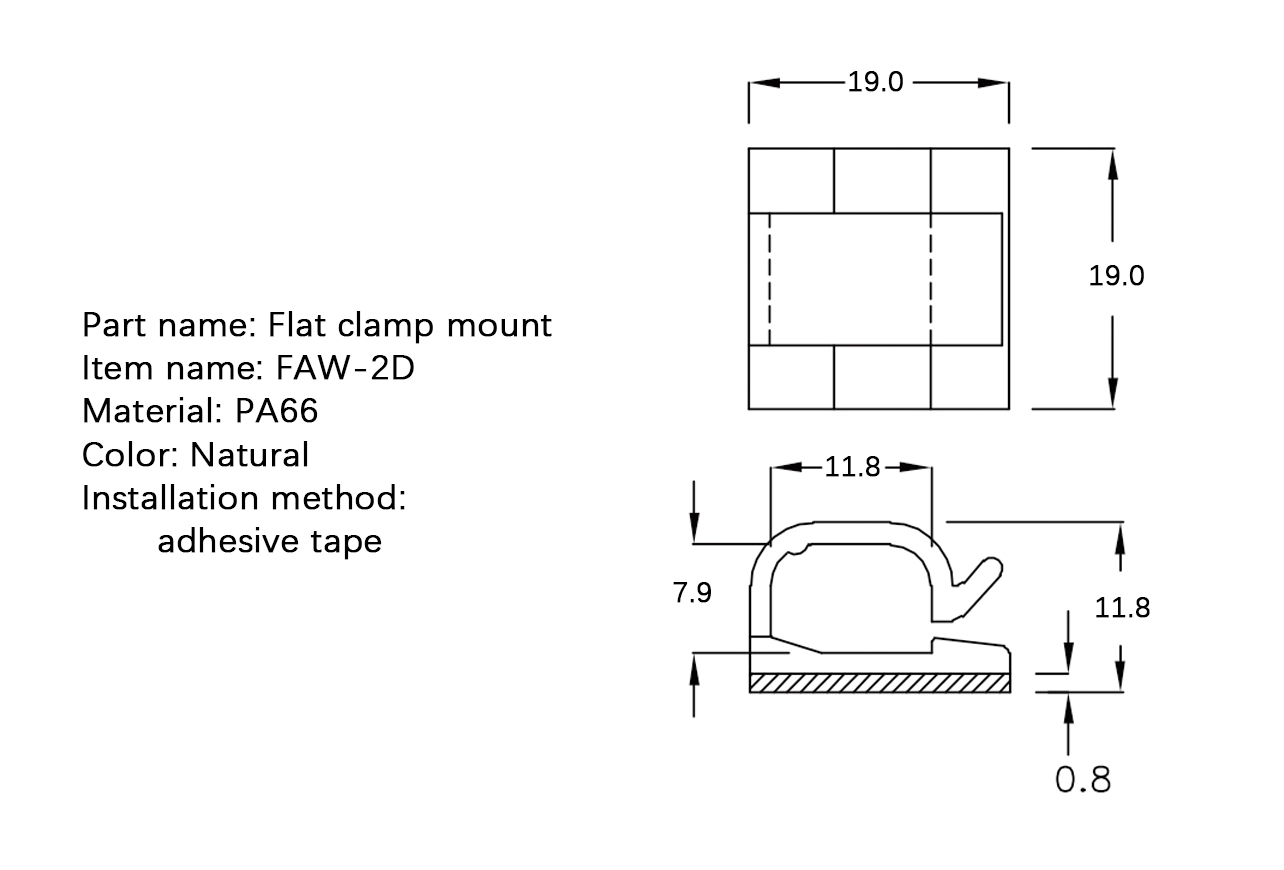 Flat Cable Clamp FAW-2D