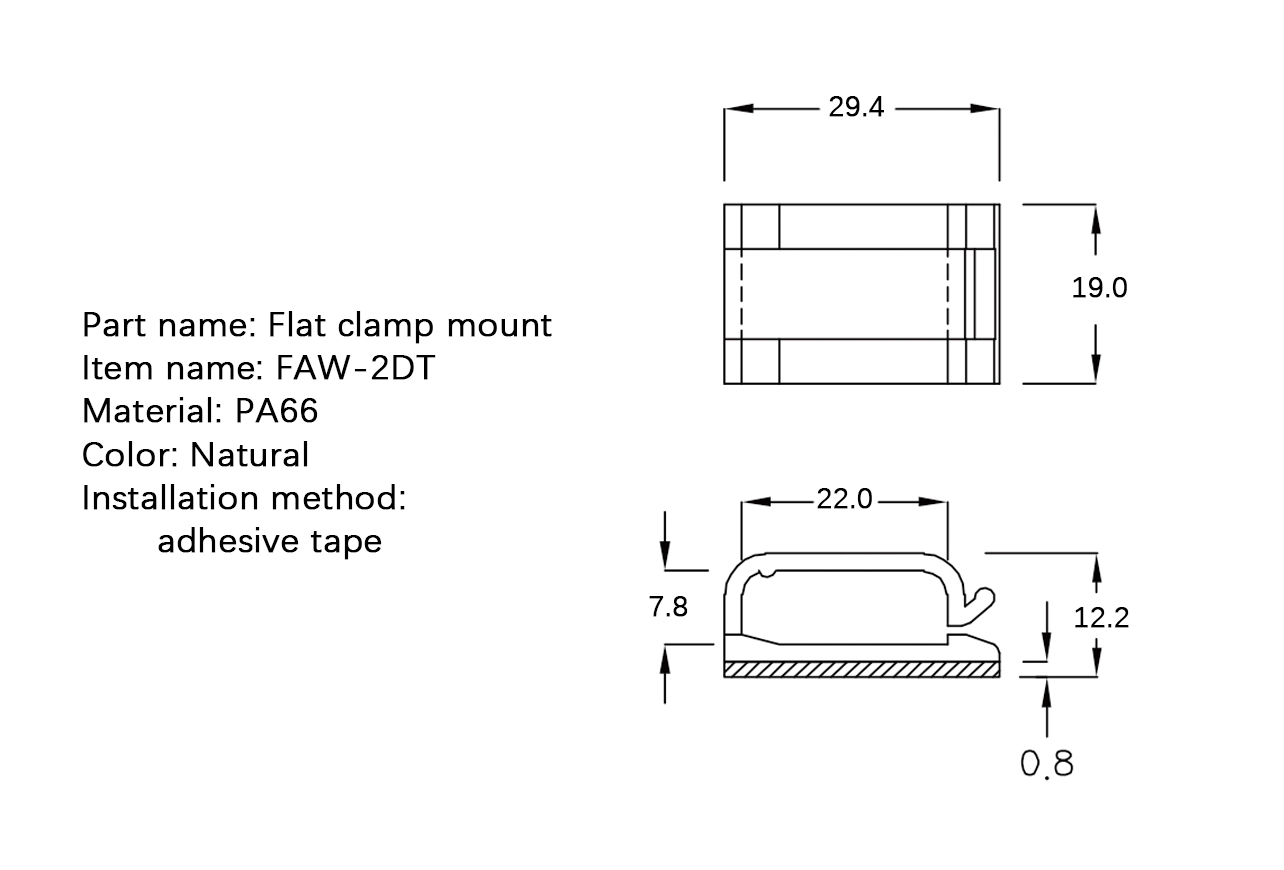 Flat Cable Clamp FAW-2DT