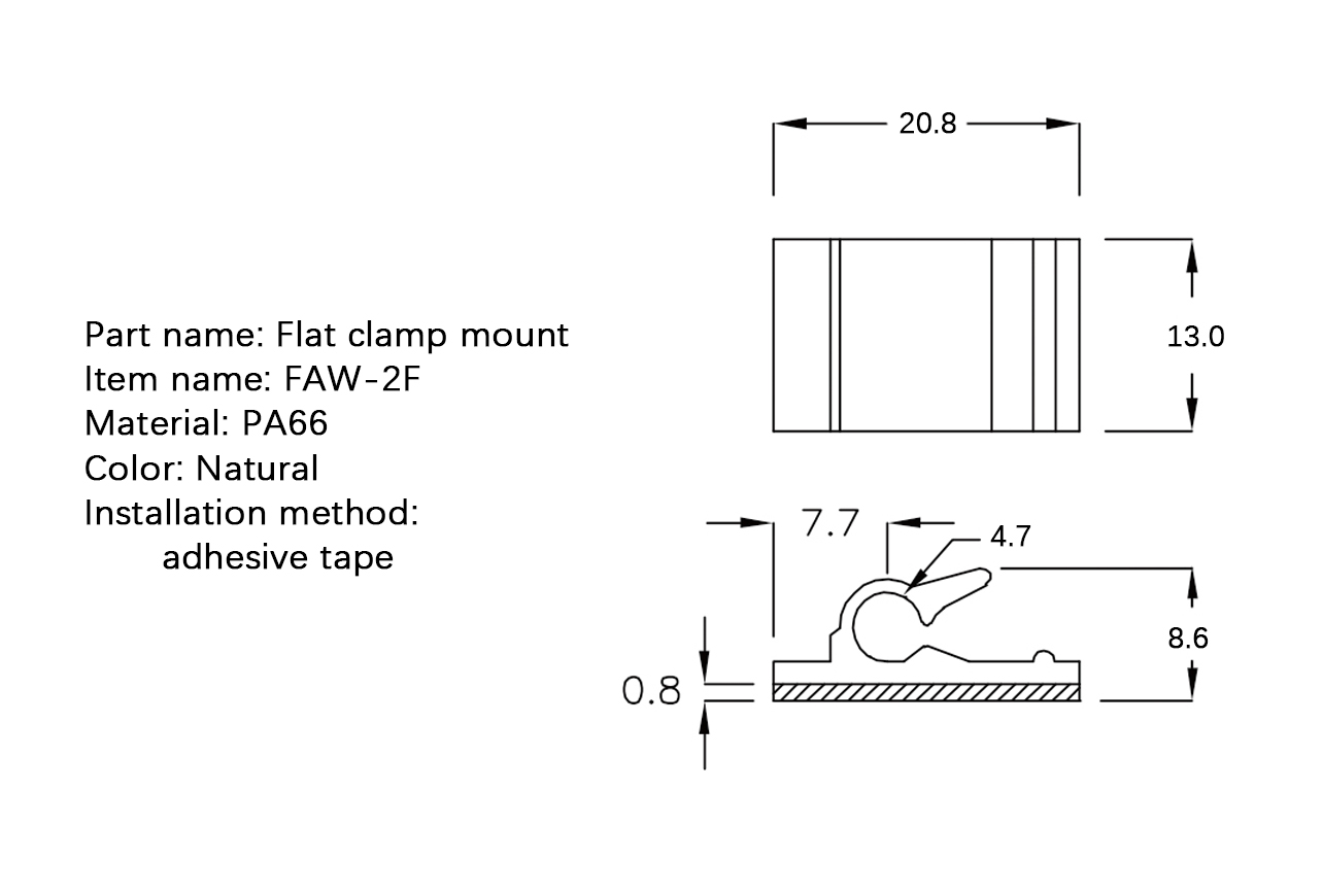 Flat Cable Clamp FAW-2F