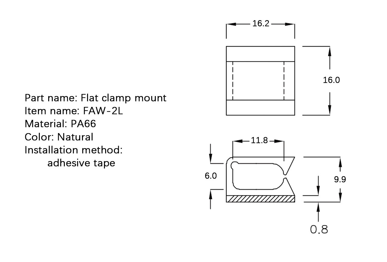 Flat Cable Clamp FAW-2L