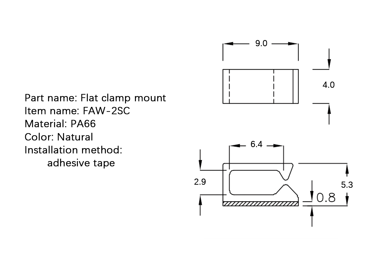 Flat Cable Clamp FAW-2SC