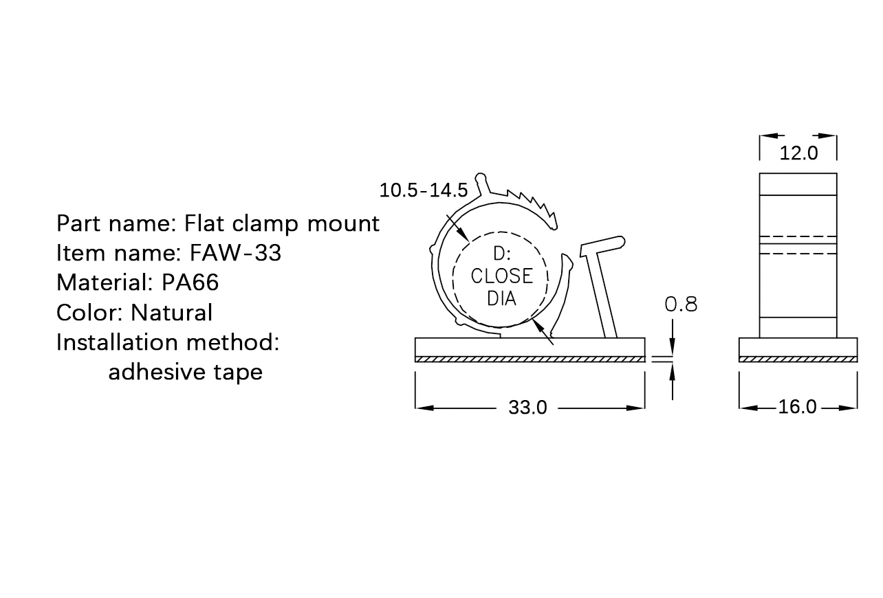 Flat Cable Clamp FAW-33