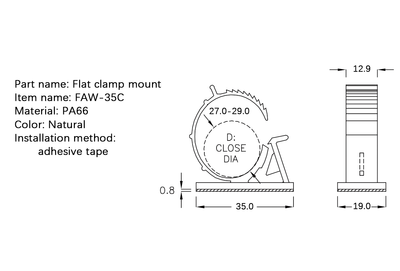 Flat Cable Clamp FAW-35C