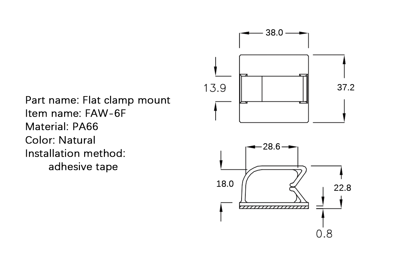 Flat Cable Clamp FAW-6F