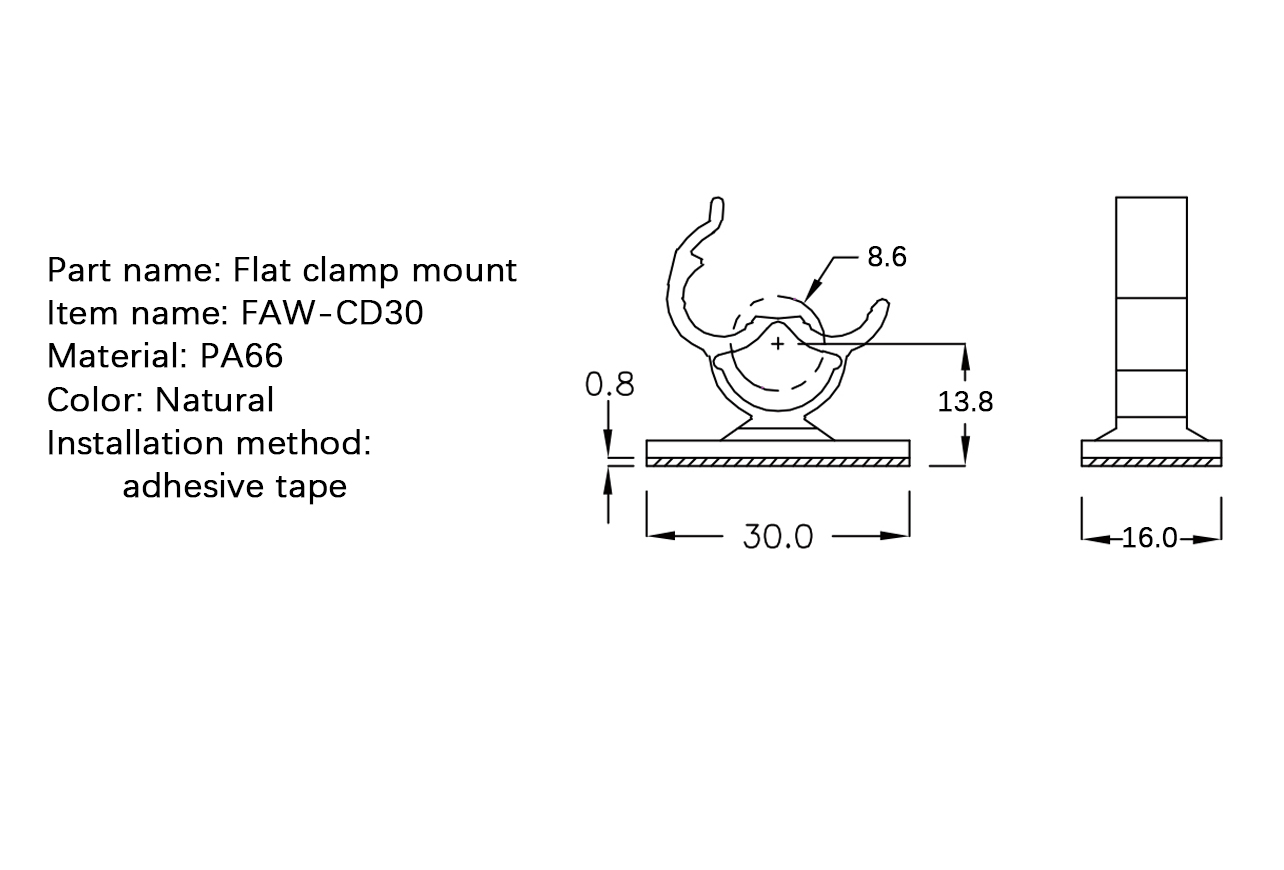 Flat Cable Clamp FAW-CD30