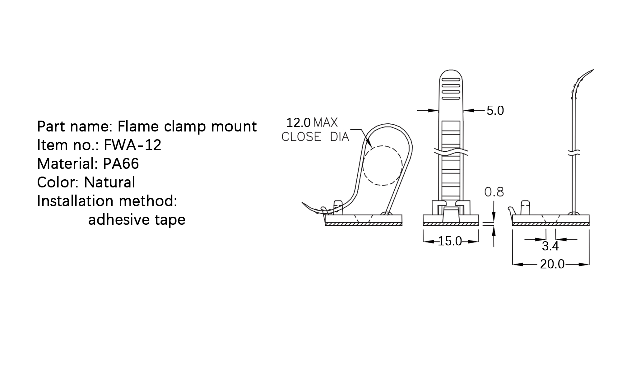 Flat Cable Clamp FWA-12