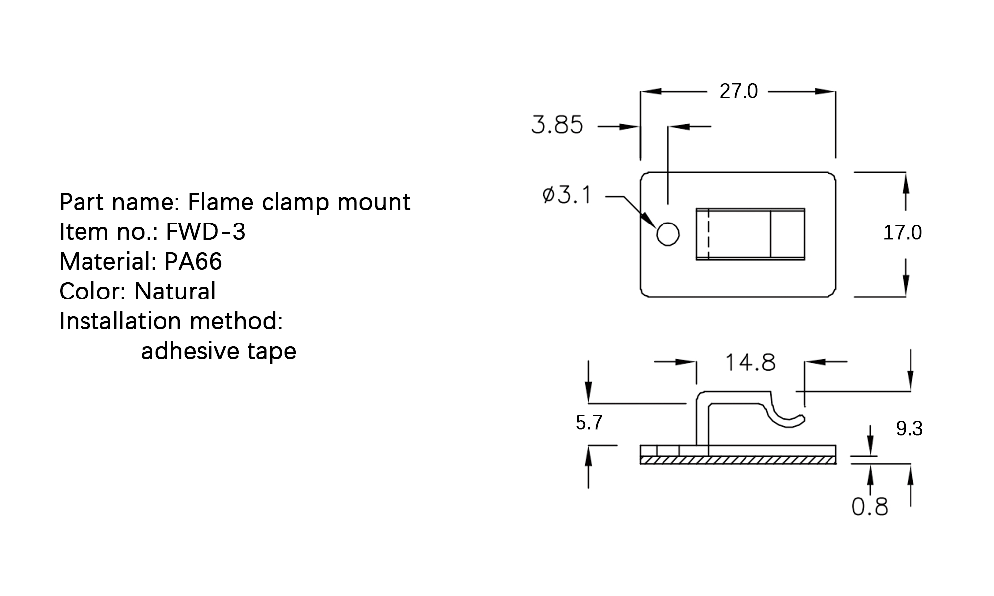 Flat Cable Clamp FWD-3