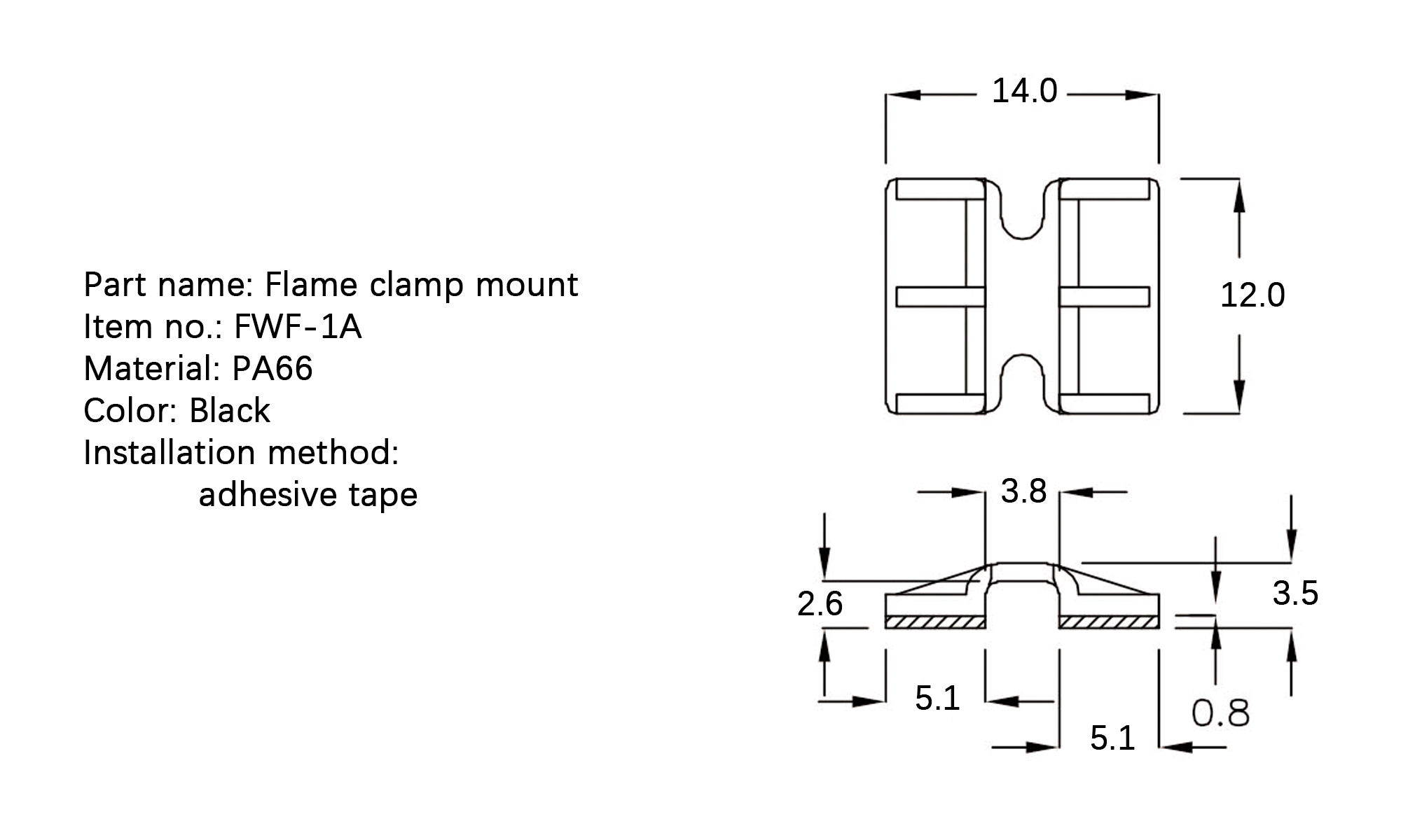 Flat Cable Clamp FWF-1A