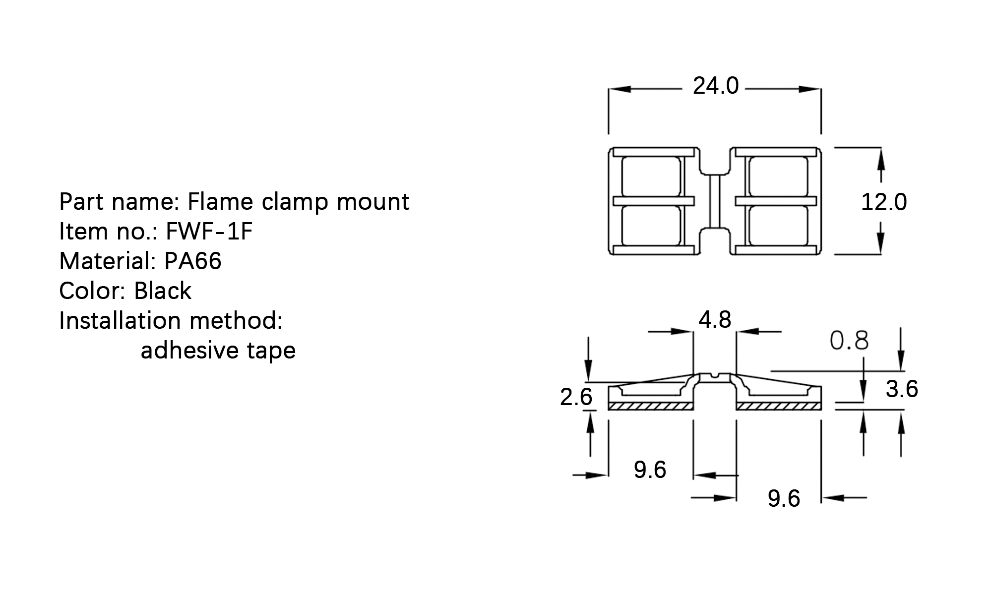 Flat Cable Clamp FWF-1F