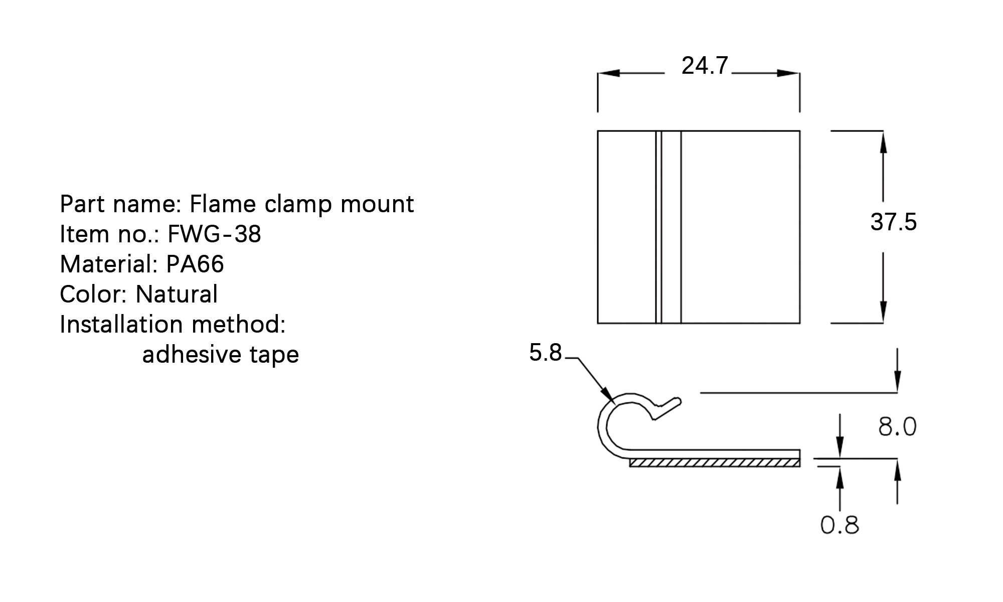 Flat Cable Clamp FWG-38