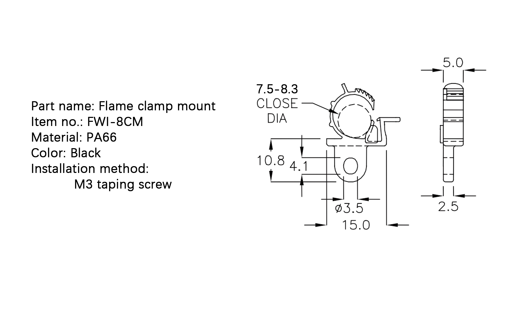 Flat Cable Clamp FWI-8CM