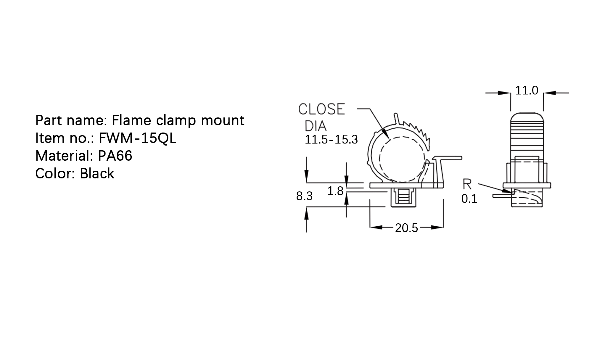 Flat Cable Clamp FWM-15QL