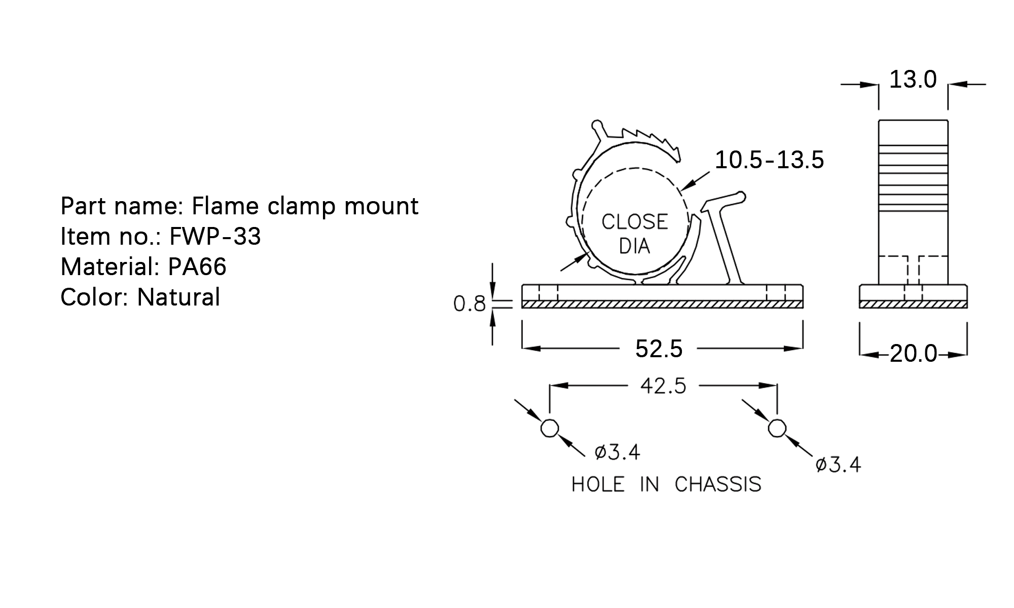 Flat Cable Clamp FWP-33