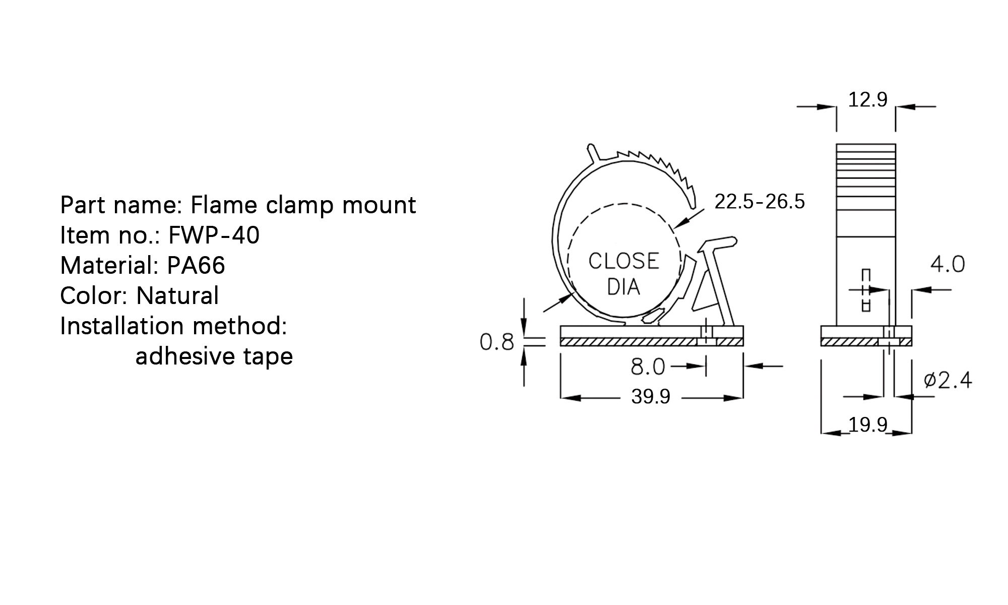 Flat Cable Clamp FWP-40