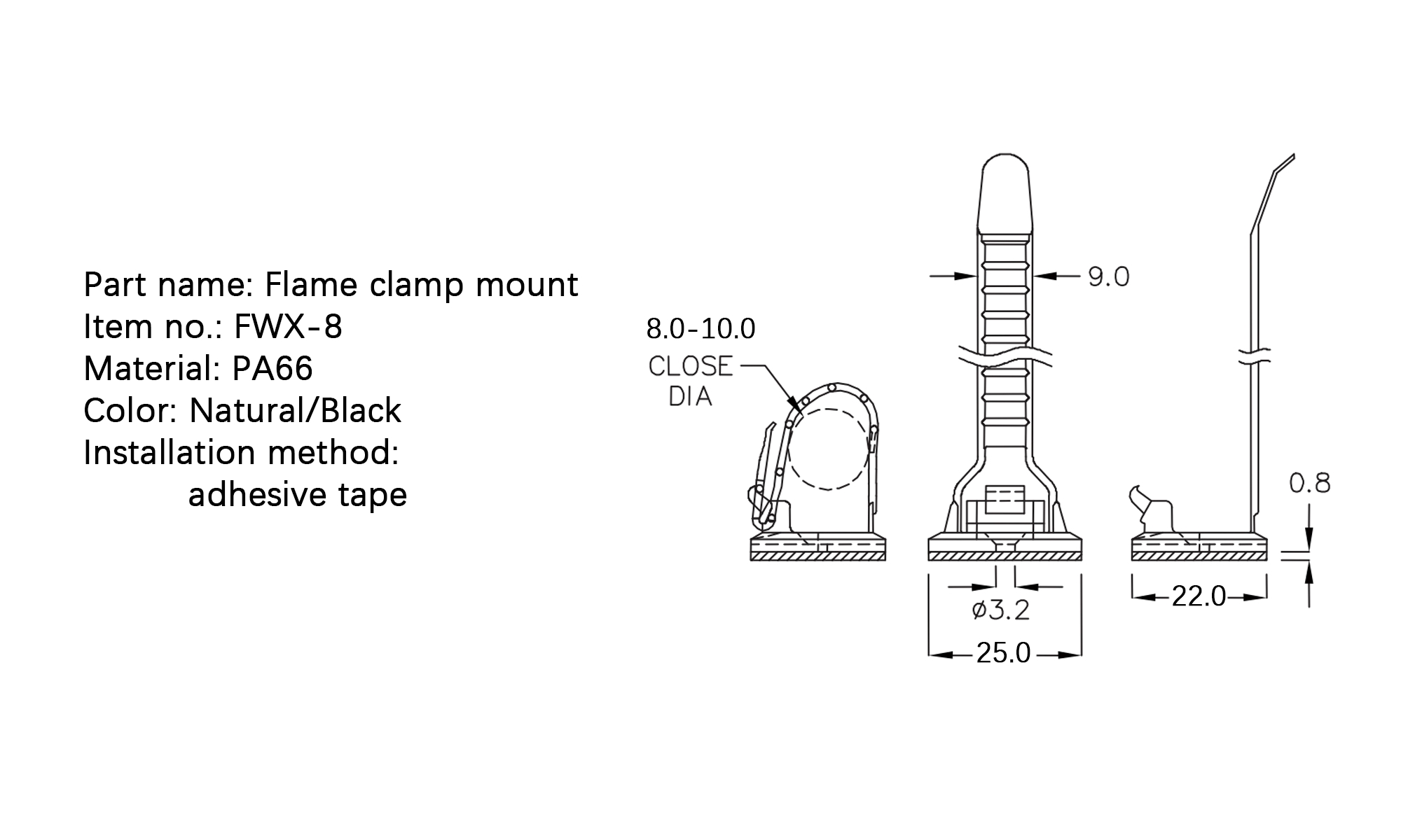 Flat Cable Clamp FWX-8