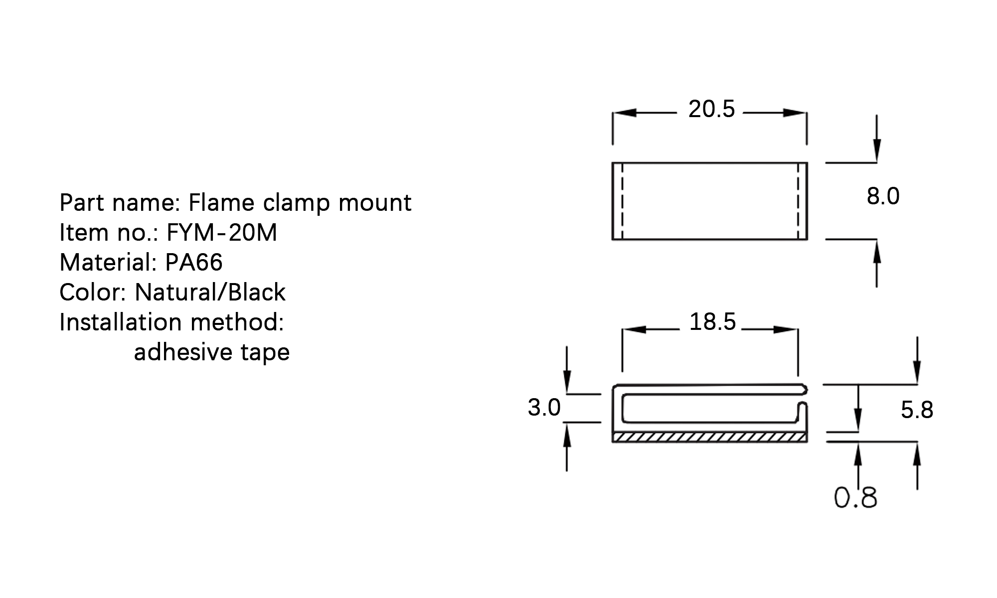 Flat Cable Clamp FYM-20M